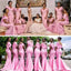 Pink Mermaid Off Shoulder Cheap Long Bridesmaid Dresses Online,WG1203