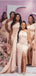 Pink One Shoulder Mermaid Side Slit Long Bridesmaid Dresses Online,WG1255
