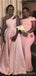 Mismatched Pink One Shoulder Long Bridesmaid Dresses Gown Online,WG1076
