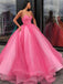 Ball Gown Pink Sweetheart Long Prom Dresses, Sweet 16 Prom Dresses, 12446