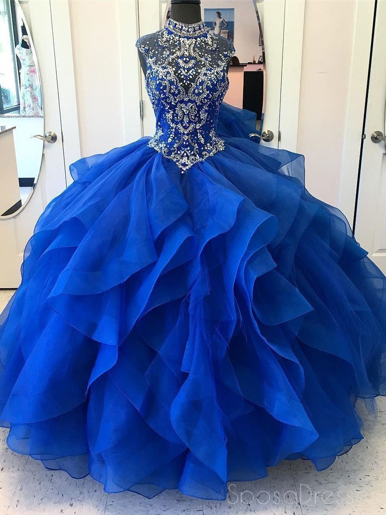 royal blue ball gown prom dresses
