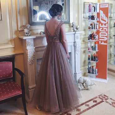 Backless Off Shoulder 2018 Rhinestone Long Evening Prom Dresses, 17665