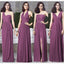 Cheap Chiffon Mismatched Purple Long Bridesmaid Dresses, BD111