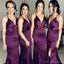Purple Side Slit Mermaid Cheap Long Bridesmaid Dresses Online, WG285