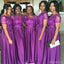 A-line  Cap Sleeves Applique Cheap Long Bridesmaid Dresses Online, WG856