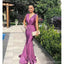 Sexy Purple Mermaid Deep V-neck Cheap Maxi Long Bridesmaid Dresses,WG1680