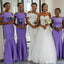 Purple Mermaid Off Shoulder Cheap Long Bridesmaid Dresses,WG1426