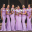Purple Mermaid Off Shoulder Cheap Long Bridesmaid Dresses,WG1674