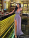 Sexy Purple V-neck High Slit Cheap Long Prom Dresses Online,12982
