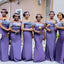 Floral Mermaid Purple Off The Shoulder Lace Applique Long Bridesmaid Dress Styles,WG1058