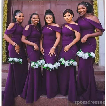 Unique Purple Mermaid One Shoulder Cheap Long Bridesmaid Dresses Online,WG1190