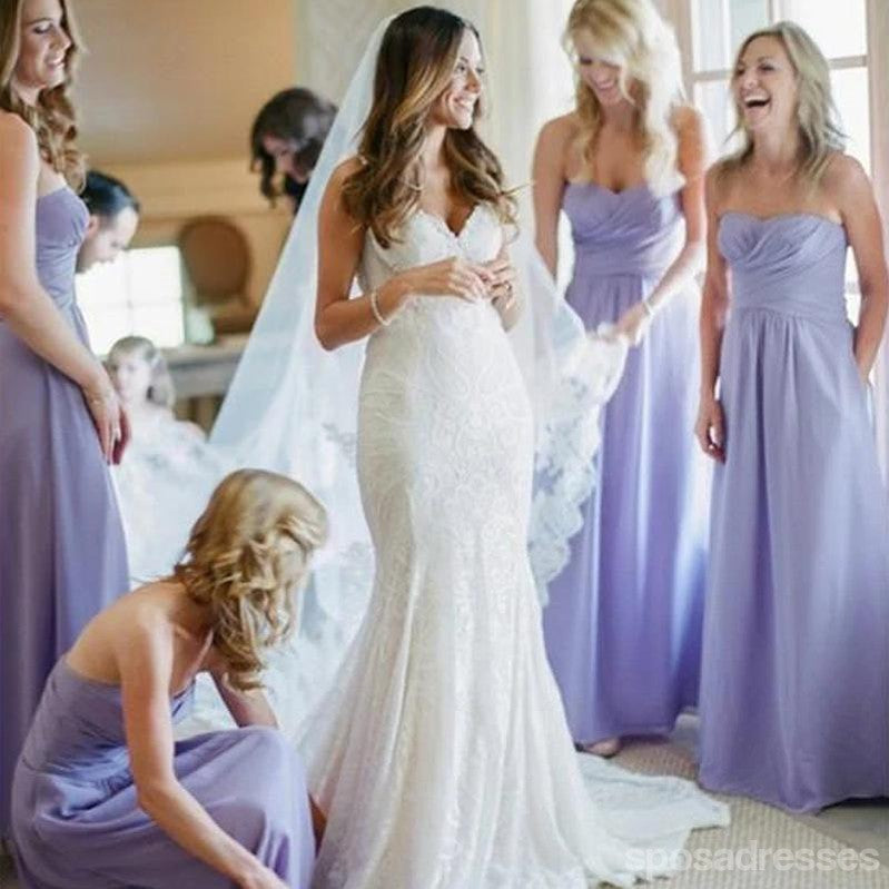 Purple Sweetheart Sleeveless Chiffon Long Bridesmaid Dresses Online, WG807