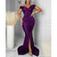 Sexy Purple Mermaid Off Shoulder V-neck Cheap Long Bridesmaid Dresses,WG1586