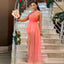 Coral Mermaid High Slit Cheap Long Bridesmaid Dresses,WG1441