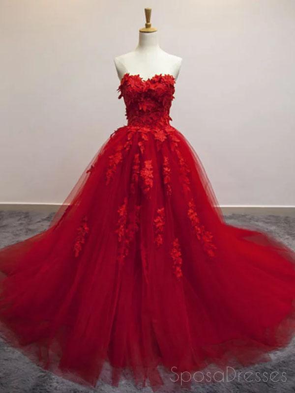 lidelse veltalende Victor Bright Red Ball Gown Lace Cheap Long Evening Prom Dresses, Cheap Custo –  SposaDresses