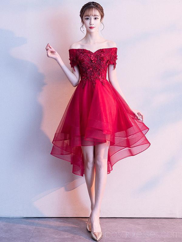 Bright Red Off Shoulder High Low Cheap Homecoming Dresses Online, Chea SposaDresses Bright Red Off Shoulder High Low Cheap Homecoming Dresses Online, Chea SposaDresses
