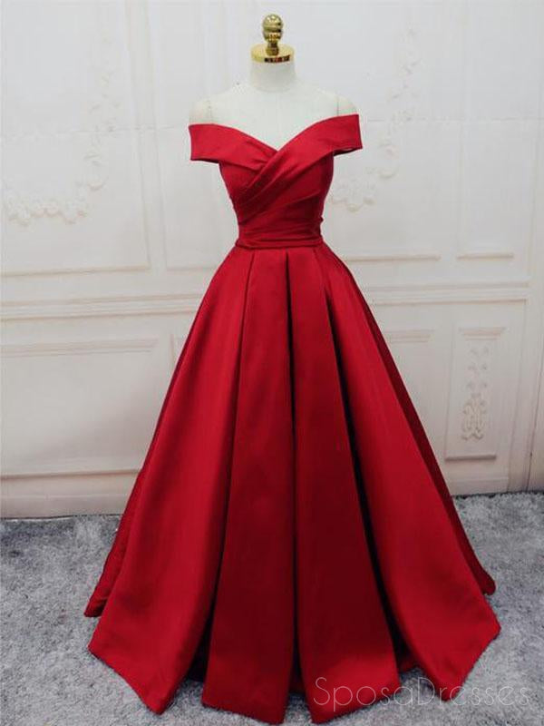 Simple Red Off Shoulder A line Long Custom Evening Prom Dresses, 17418 SposaDresses Simple Red Off Shoulder A line Long Custom Evening Prom Dresses, 17418 SposaDresses