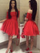 Off Shoulder Short Sleeves Red Short Cheap Homecoming Dresses Online, CM567