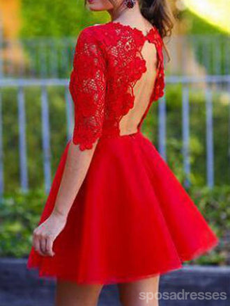 Beautiful Red Short Tight Lace Homecoming Dress Prom Dress For