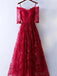 Red Spaghetti Straps A-line Long Prom Dresses, Sweet 16 Prom Dresses, 12379