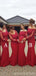 Sexy Mermaid Red Long Sleeve Cheap Bridesmaid Dresses, WG941