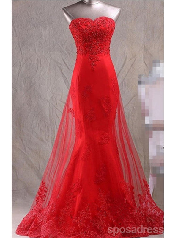 Elegant Red Mermaid Sweetheart Maxi Long Prom Dresses,Evening Dresses,13184