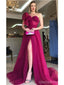 Gorgeous Red A-line High Slit One Shoulder Maxi Long Prom Dresses,13134