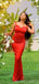 Bright Red Mermaid Spaghetti Straps Cheap Long Bridesmaid Dresses,WG1540