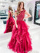 Red A-line Jewel Backless Long Prom Dresses Online,Dance Dresses,12664