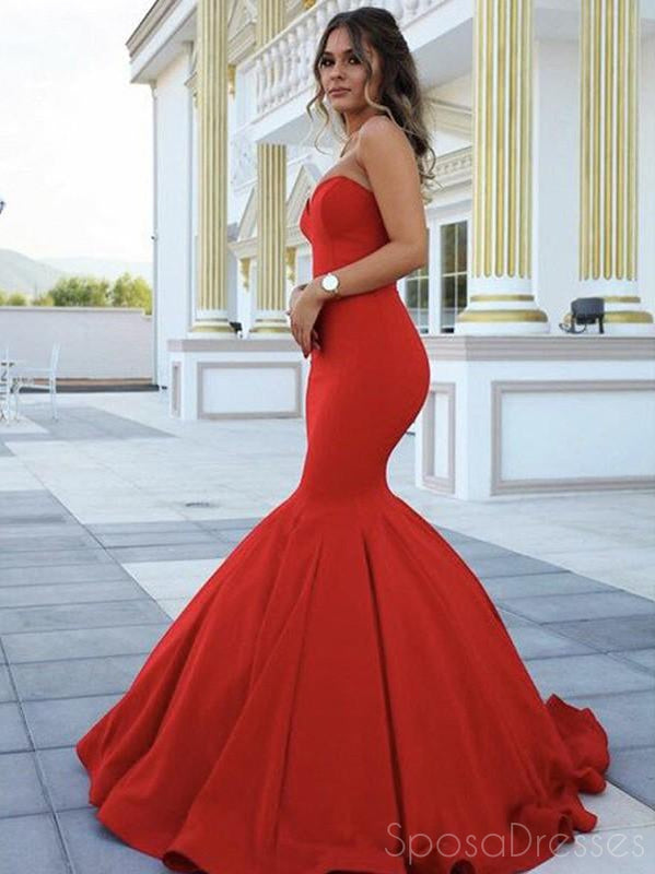 Sexy Red Backless Mermaid Cheap Long Evening Prom Dresses, Evening Party Prom Dresses, 12338