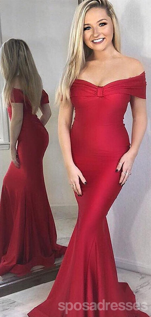 Red Sexy Mermaid Off Shoulder Sweetheart Bridesmaid Dresses Gown Online,WG1104