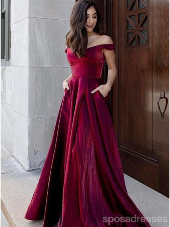 red off the shoulder v neck dress Janiyah Off-Shoulder Gown