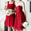Red A-line Sleeveless Chiffon Cheap Short Bridesmaid Dresses Online, WG800