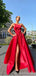 Simple Red A-line Sweetheart High Slit Long Prom Dresses Online,12693