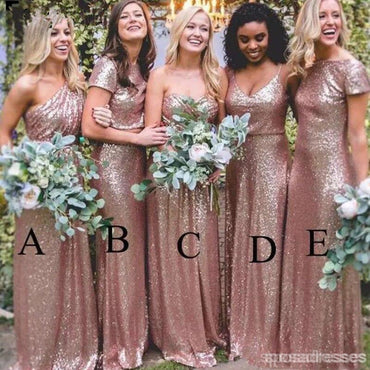 Rose Gold Sequin Mermaid Long Bridesmaid Dress, Maid of honor Dresses,  MB150 – Musebridals