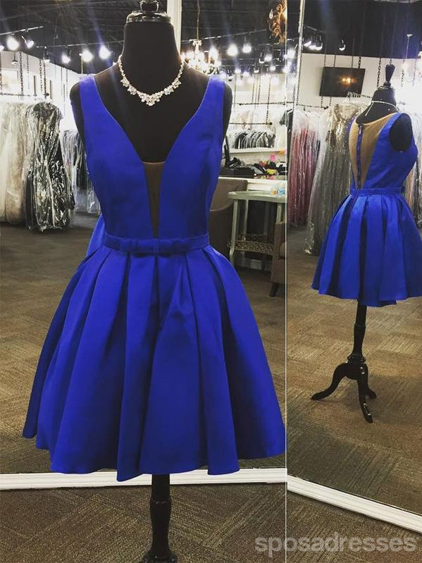 Inexpensive Cute V Neck Royal Blue Short Simple Homecoming Dresses 2018, CM464