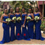 Mismatched Royal Blue Mermaid Cheap Long Bridesmaid Dresses,WG1323