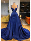 Royal Blue Mermaid Straps Cheap Long Prom Dresses,Evening Party Dresses,12848