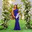 Royal Blue Mermaid One Shoulder Cheap Long Bridesmaid Dresses,WG1536