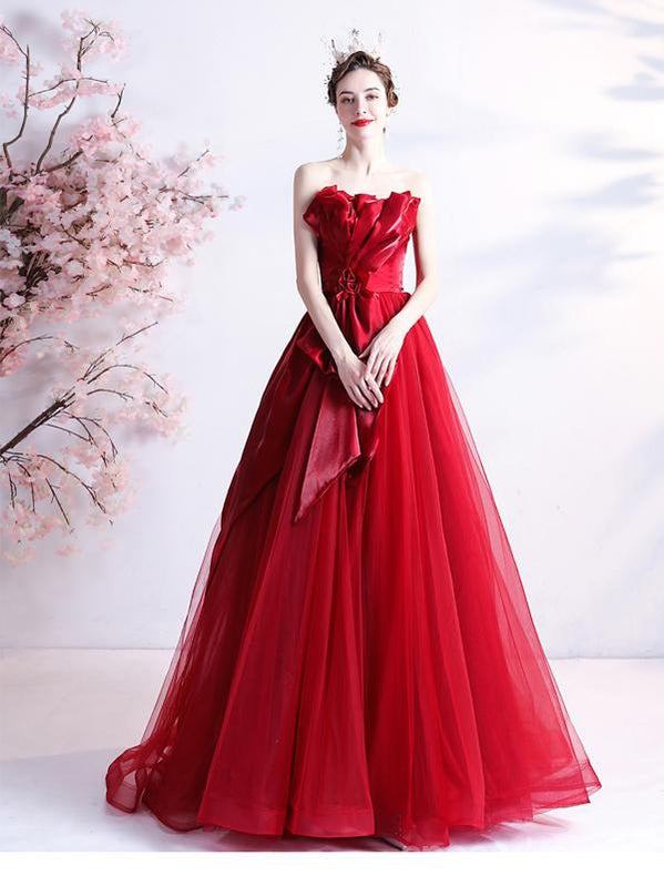 Sweetheart Red Ruffle A-line Long Evening Party Prom Dresses, Dance Dr SposaDresses Sweetheart Red Ruffle A-line Long Evening Party Prom Dresses, Dance Dr SposaDresses