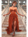Rust Red Sweetheart High Slit Cheap Long Prom Dresses Online,12935