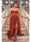 Rust Red Sweetheart High Slit Cheap Long Prom Dresses Online,12935