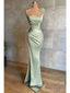 Sage Mermaid One Shoulder Cheap Long Prom Dresses,Evening Party Dresses,12871