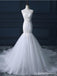 Lace Scoop Neckline Long Tull Tail Mermaid Wedding Bridal Dresses, Cheap Custom Made Wedding Bridal Dresses, WD280