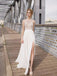 Beautiful White Side Split Prom Dress, Open Back Charming Bridesmaid Dresses, WD0190