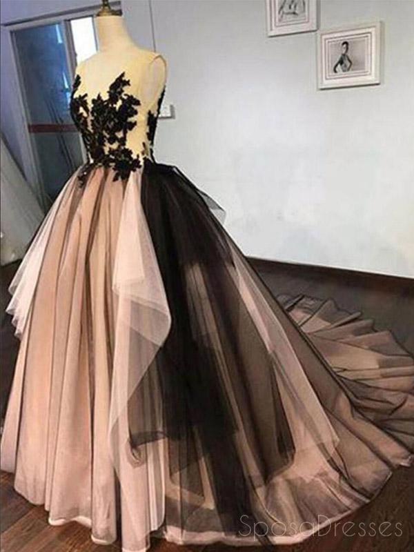 Vintage Backless Black Lace Ball Gown Long Evening Prom Dresses, Cheap SposaDresses Vintage Backless Black Lace Ball Gown Long Evening Prom Dresses, Cheap SposaDresses
