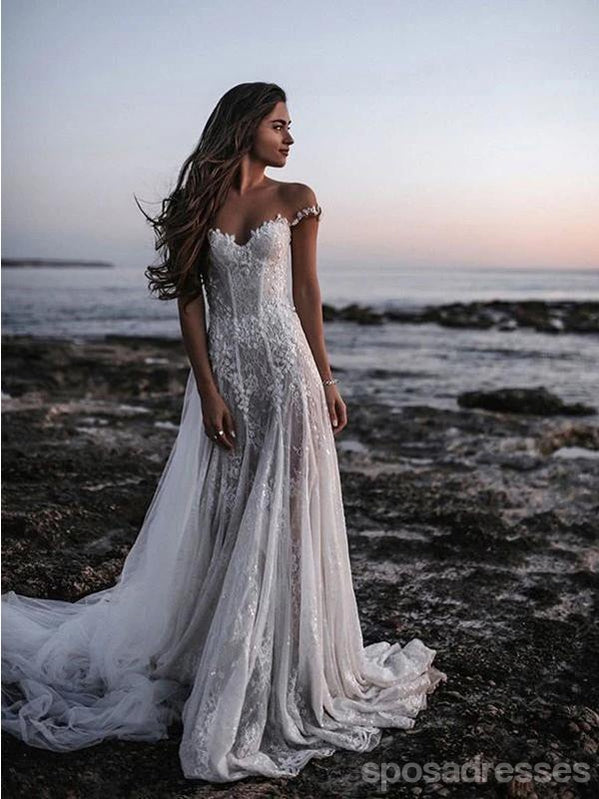 See Through Off Shoulder Long A-line Lace Wedding Dresses Online,WD747 SposaDresses See Through Off Shoulder Long A-line Lace Wedding Dresses Online,WD747 SposaDresses