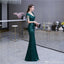 Green Mermaid Sequin V-neck Cap Sleeves Long Party Prom Dresses Online,12552