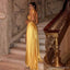 Gold Sheath Halter High Slit Cheap Long Prom Dresses Online,12924