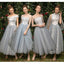 Lace Beaded Grey Short Mismatched Cheap Bridesmaid Dresses Online, WG544